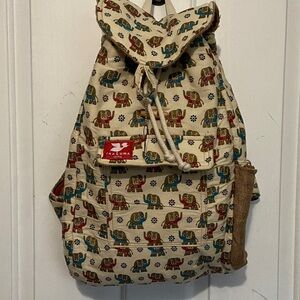 Talluma Totes Cloth  Elephant Print Backpack - Multicolor